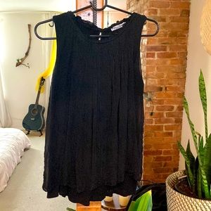 Elena Baldi Black Silk Chiffon Sleeveless Blouse